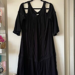 Terra & Sky|Boho Black Sleeveless cold shoulder Dress|1X|EUC